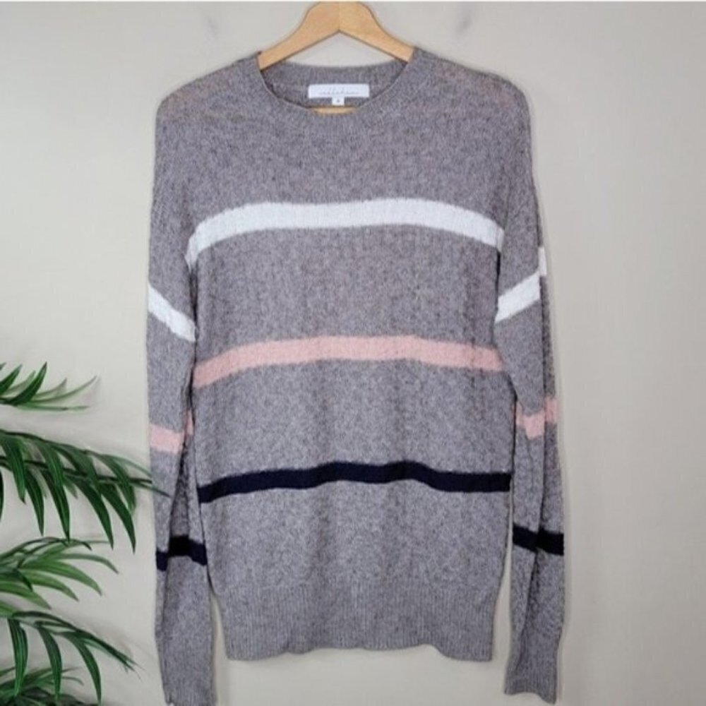 NWT Callahan Neutral Wide Striped Crew Neck Sweater Size Medium
